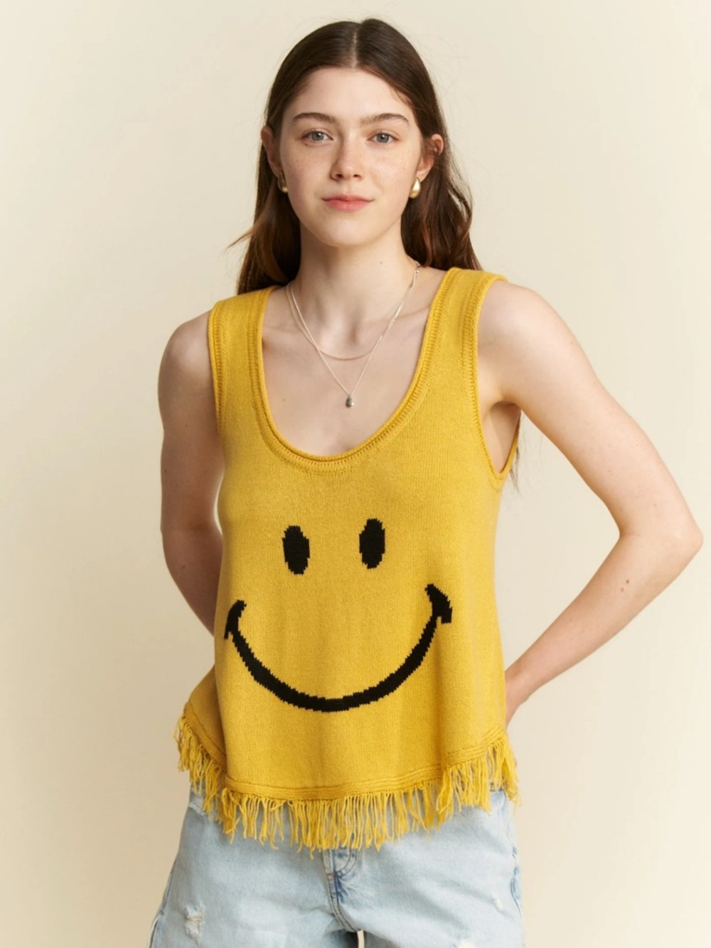 JADE BY JANE SMILEY FRINGE TANK TOP